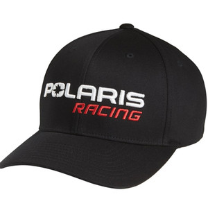 Polaris 2861528 Black Mens Racing Hat Flexfit Durable Baseball Cap - Small Medium