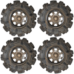 Polaris 2881385 Pro Armor Matte Black Reblr & Anarchy 29.5R14 Wheel Tire Combo Set of 4