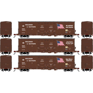 Athearn - HO ATH 50' Evans Double Plug Door Box Car, WSOR 'Flag Cars' #503052/503081/503144 (3) - 3638