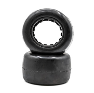Raw Speed - Slick - Stadium Truck Tires w/ Inserts, Red, Yellow Compound - 100401MCB