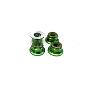 Reef's RC - 5mm Aluminum Flanged & Serrated Lock Nut 4pk, Green - REEFS294
