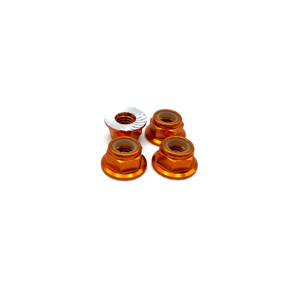 Reef's RC - 5mm Aluminum Flanged & Serrated Lock Nut 4pk, Orange - REEFS293