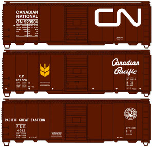 Accurail - HO 40'Riveted Boxcar 3pc Set Canadian Rd - 8193
