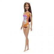 Mattel - Barbie Dolls - Beach Barbie (Light Brown Hair / Wearing Tropical Pink And Orange Swimsuit)