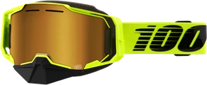 100-percent - Armega Snowmobile Goggle Neon Ylw W/ Gld Mirror Lens - 50008-10009