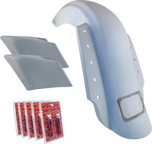 Baggernation - 3-piece Fender Kit Dual Outlet Chrome License Frame/stretched - KIT-3PC-DO-STR-C