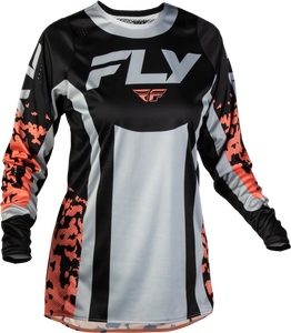 Fly Racing - Women's Lite Flake Jersey Black/light Grey/coral Md - 380-620M
