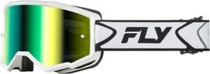Fly Racing - Youth Zone Goggle White/black W/ Iridescent Grn Mirror Lens - 37-51534Y