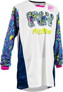 Fly Racing - Yth Kinetic Mesh Mutant Jersey White/blue/multi Yl - 380-334YL