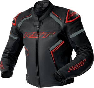 Rst - S1 D3o Leather Jacket Blk/gry/red Xl - 103605RED-46