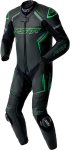 Rst - S1 D3o Suit Blk/gry/flo Grn Leather 3x - 103604F.GRN-50