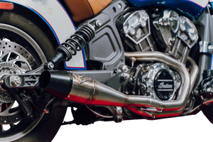 Sawicki - Indian Scout Mid Length Brushed Ss W/ Blk End Cap - 930-01365