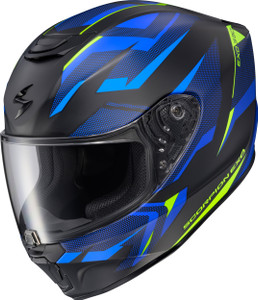 Scorpion Exo - Exo-r330 Full Face Helmet Saga Black/blue/hi-vis Xl - 33-2126