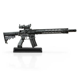 GoatGuns - AR-15 Black with White Cel Shade Diecast 1:3 Scale Model - AR-BLACK-CEL