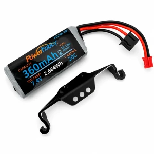Power Hobby - Axial SCX30 7.4V 2S 360mAh LiPo Battery & Aluminum Mount - 7800