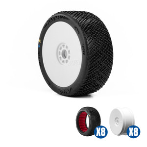AKA PRODUCTS - Reverb SLW Off-Road Tires Racer Bundle, White Wheels: Buggy - 14039XRWB