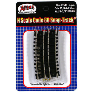 Atlas Model Railroad - N Code 80 9.75 Radius 1/2 Curve (6) - 2511