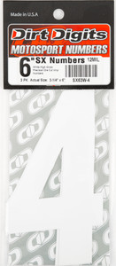 Dirt Digits - #4 6" White Super X Digits 3/pk - SX63W-4