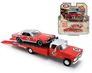 Acme 1:64 Parnelli Jones #15 1967 Mercury Trans Am Cougar With Ford F-350 Ramp Truck - Diecast
