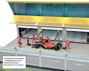 American Diorama 1:64 Figures Set Grand Prix Paddock Diorama W L.e.d. - Team Red - Mijo Exclusives - Diecast