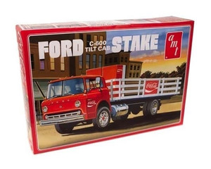 Amt Model Kit 1:25 Coca-cola Ford C600 Tilt Cab Stake Bed With Vending Machines - Diecast