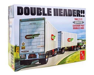 Amt Model Kit 1:25 Double Header!! Two 27 Ft. Trailmobile Exterior Post Doubles Vans - Diecast