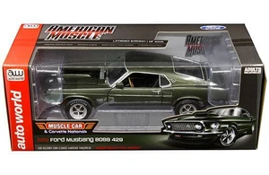 Auto World 1:18 American Muscle - Muscle Cars & Corvette Nationals - 1969 Ford Mustang Boss 429 With Separate Spoiler (green) - Diecast