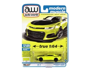 Auto World 1:64 2019 Nickey Chevrolet Camaro Zl1 1le (shock Yellow With Flat Black Side Stripes) - Premium 2022 Release 1 Version B - Modern Muscle - Solid Pack - Diecast
