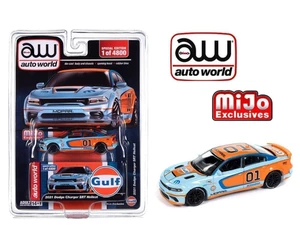 Auto World 1:64 2021 Dodge Charger Srt Hellcat Custom Gulf Livery Limited 4,800 Pieces - Mijo Exclusives - Diecast