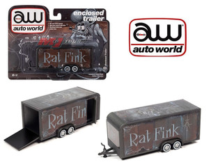 Auto World 1:64 Enclosed Trailer Rat Fink Art - Diecast