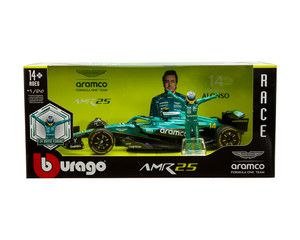 Bburago 1:24 Aston Martin Amr25 #14 F. Alonso 2025 With Driver Figure - Formula 1 Race Series - Diecast