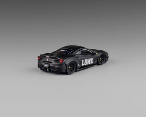 Cm Model 1:64 Lbwk Liberty Walk F488 Widebody Indonesia Exclusive - Matted Black With Carbon - Limited Edition - Diecast