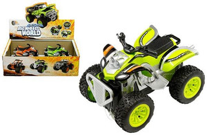 Display Big Wheel World Die Cast 4x4 Atv 7.5" Friction - Diecast