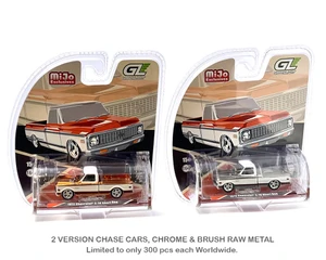 Greenlight 1:64 1972 Chevrolet C-10 Short Bed Custom - Orange With White Two-tone - Mijo Exclusives - Diecast