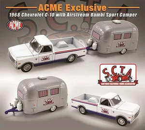 Greenlight 1:64 Acme Exclusive 1968 Chevrolet C-10 With Airstream Bambi Sport Camper Limited 2,500 - Diecast