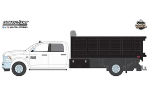 Greenlight 1:64 Dually Drivers Series 6 - 2018 Ram 3500 Dually Landscaper Dump Truck - Bright White Solid Pack - Diecast