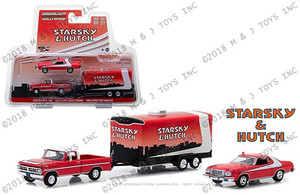 Greenlight 1:64 Hollywood Hitch & Tow Series 5 - Starsky & Hutch - 1972 Ford F-100 & 1976 Ford Gran Torino In Enclosed Car Hauler - Diecast