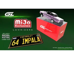 Greenlight 1:64 Lowriders 1964 Chevrolet Impala Ss W/ Mini Metal License Plate - Pink - Mijo Exclusives - Diecast
