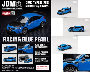 Hobby Japan 1:64 Honda Civic Type R (fl5) Mugen Group B 2024 - Racing Blue Pearl - Diecast