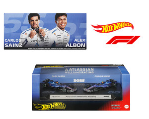 Hot Wheels 1:64 F1 2-pack 2025 Racing Premium Team Atlassian Williams Racing C. Sainz #55 / A. Albon #23 - Limited Edition - Diecast
