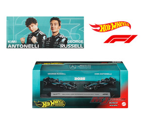 Hot Wheels 1:64 F1 2-pack 2025 Racing Premium Team Mercedes-amg George Russel #63 / Kimi Antonelli #12 - Diecast