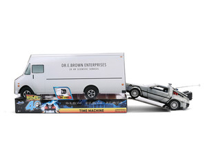 Jada 1:24 Back To The Future 40th Anniversary Time Machine With Truck Packaging - Hollywood Rides Limited Edition - Diecast