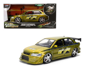 Jada 1:24 Brians Mitsubishi Lancer Evolution Vii - Green Color Brush Finish - 25 Years Of Fast & Furious - Diecast