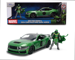 Jada 1:24 Doctor Doom & 2024 Ford Mustang Dark Horse - Green - Marvel - Hollywood Rides - Diecast