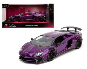 Jada 1:24 Lamborghini Aventador Sv - Candy Purple With Pink Lines - Pink Slips - Diecast