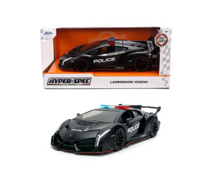 Jada 1:24 Lamborghini Veneno Police - Matte Black - Hyper-spec - Diecast