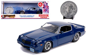 Jada 1:24 Strange Things - 1979 Chevrolet Camaro W/ Coin Billy - Blue - Hollywood Rides - Diecast