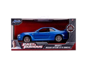 Jada 1:32 Brians 2002 Nissan Skyline Gt-r R34 - Blue - Fast & Furious - Diecast