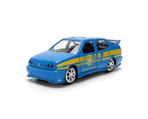 Jada 1:32 Fast & Furious Volkswagen Jetta Federal Highway Police - Blue With Yellow Stripes - Diecast