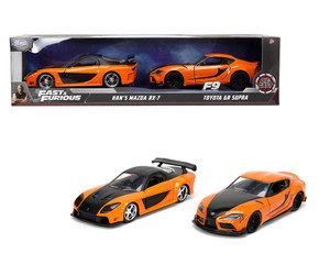Jada 1:32 Hans Mazda Rx-7 & Toyota Gr Supra - Orange - Fast & Furious Twin Pack - Diecast